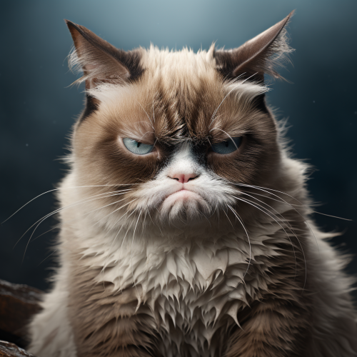 A grumpy cat with a sullen expression