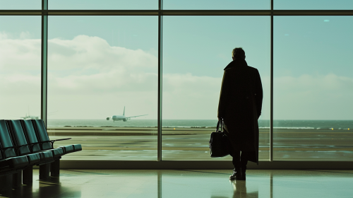 Gunther Sachs wearing Balenciaga at airport