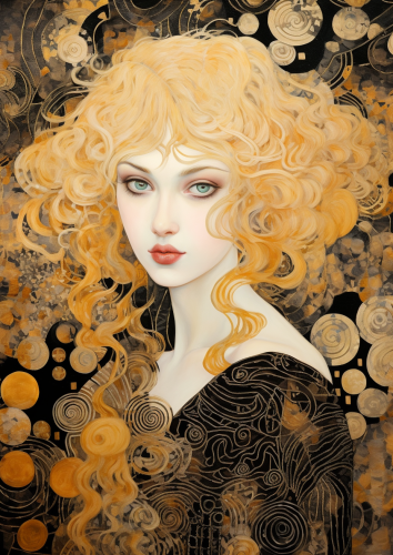Gustav Klimt Art Blond Woman Gold Patterns
