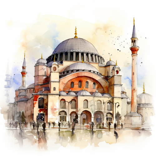 Watercolor painting of Hagia Sofia Church