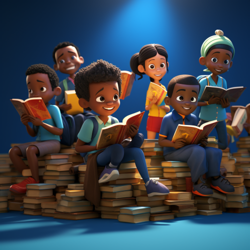 Haitian school kids reading books