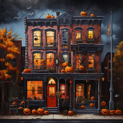 Spooky Halloween building facade painting Spooky Halloween building facade painting
