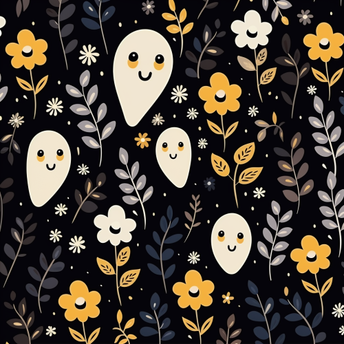 Cute ghost with floral pattern