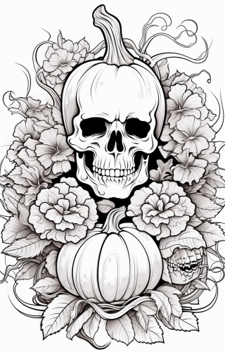 Halloween flower arrangement coloring page