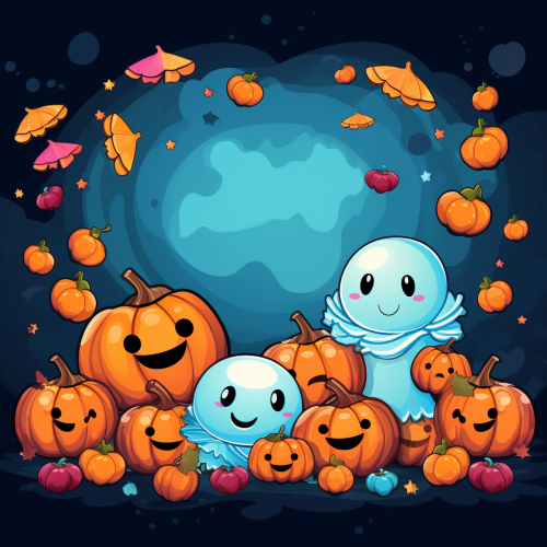 Cute Halloween pumpkins and candy