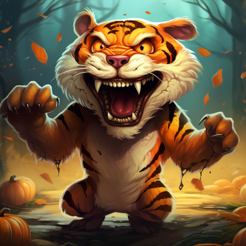 Cute Halloween tiger cartoon illustration