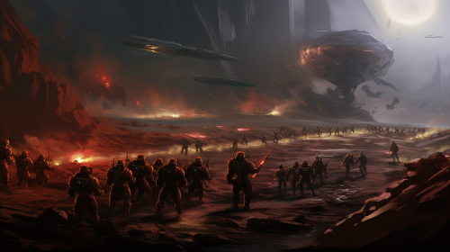 Halo Spartan II fighting grunts and elites sketch