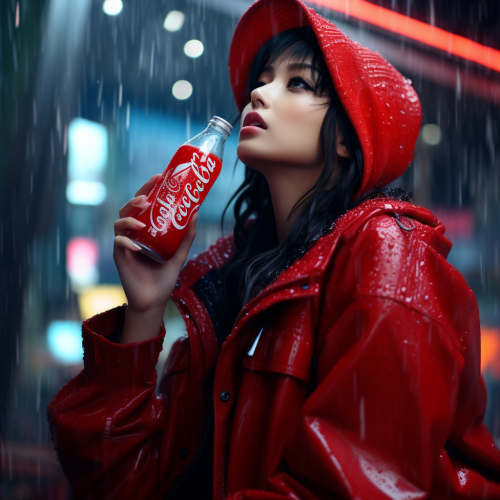 Hamasaki Ayumi drinking Coca-Cola rain