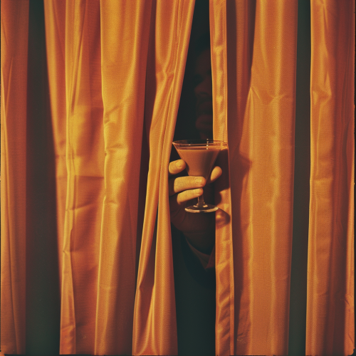 Hand Coming Through Orange Curtains