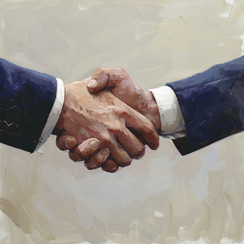 Shaking hands in office meeting