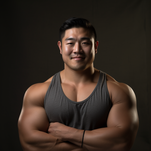 Smiling portrait of a beefy Asian man