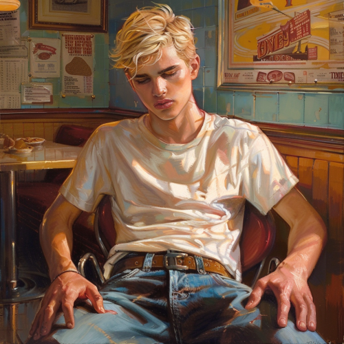 Blonde college boy bloated stomach