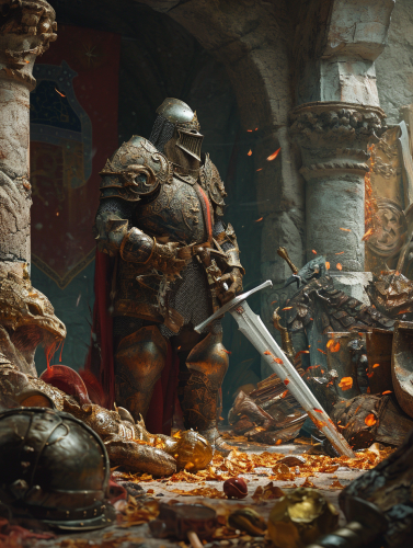 Image of a regal dwarf knight with a large sword