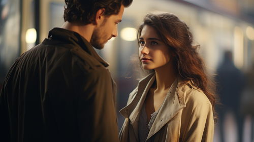 Handsome man saying goodbye to his woman