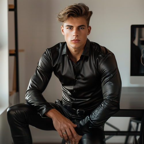 Stylish young man in leather