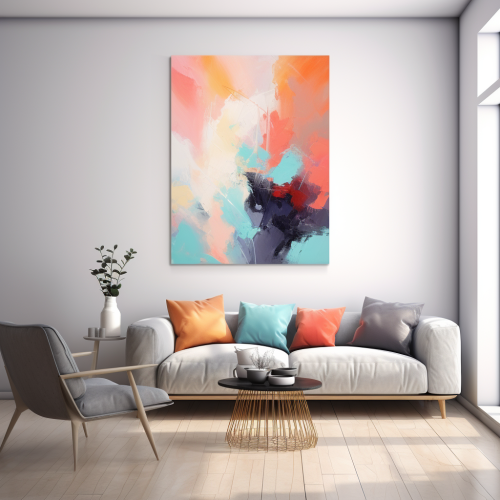 Abstract art painting evoking happiness