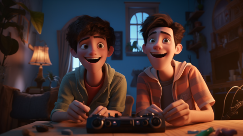 Two Boys Enjoying Video Games