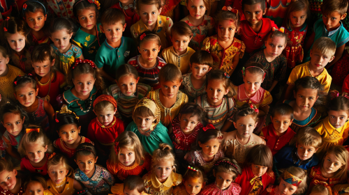 Smiling children in colorful style