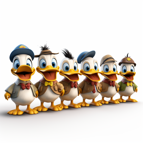 Happy ducks dressed as elementary children