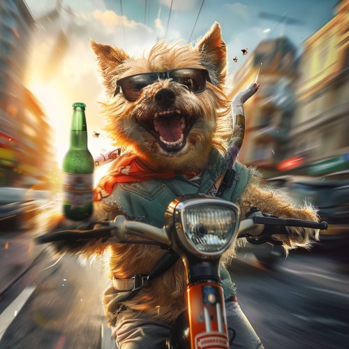 Dog E-Scooter Beer Search