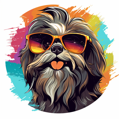 Cute shih-tzu wearing sunglasses on white background