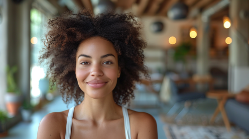 Happy female patient in physical therapy