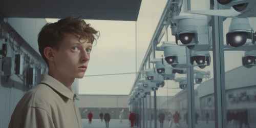 Young guy being watched by CCTV