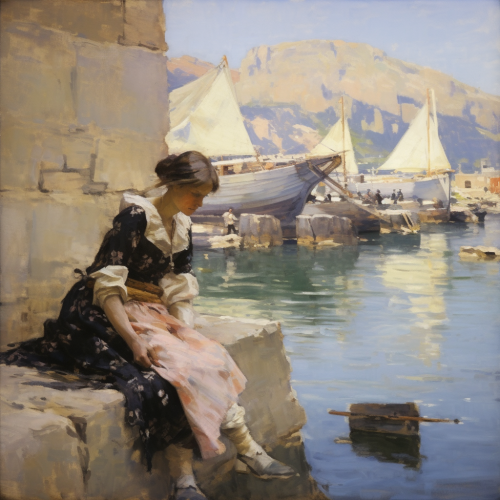 mesmerizing harbor painting by Dean Cornwell