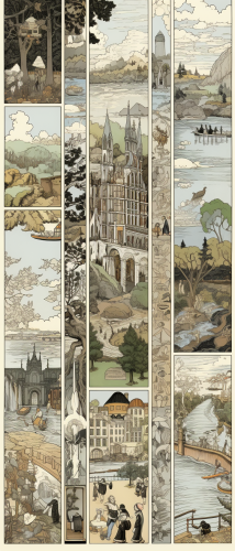 Architecture students and families interacting in a harbour