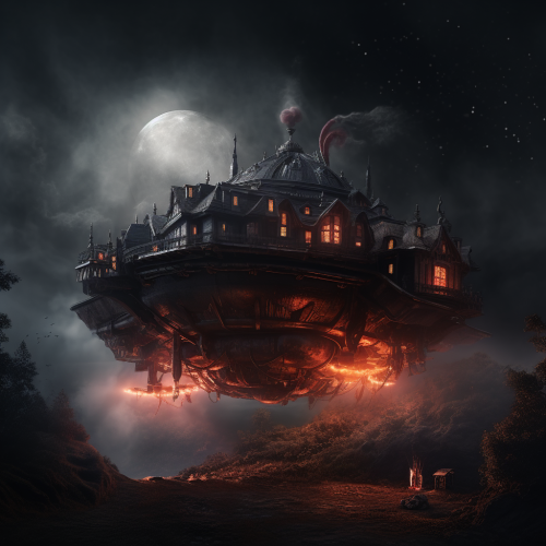 Ghostly Spaceship in Studio Ghibli Style