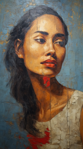 Hawaiian woman oil canvas painting