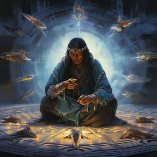 Shamanic healer connecting with spirit energies