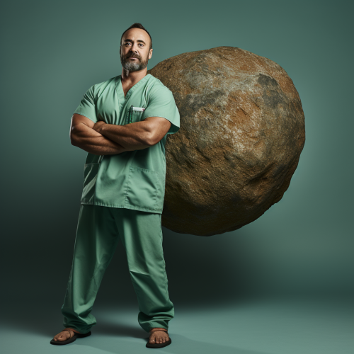 healthcare professional carrying boulder