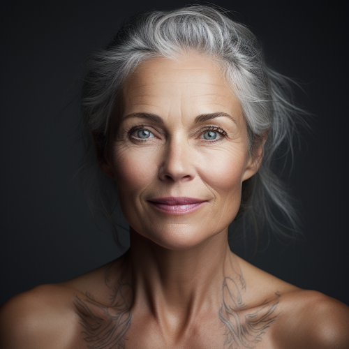 Woman with Healthy Skin in Her 50's