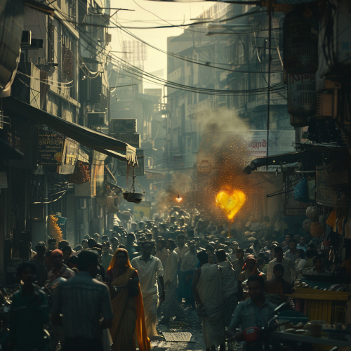 Glowing heart in Mumbai city