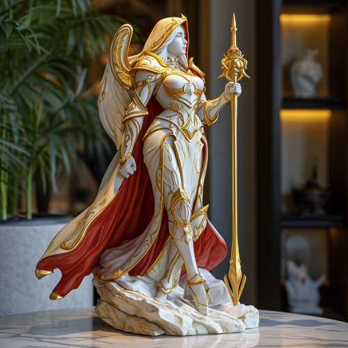 Hearthstone Sylvana marble statue with golden and red applications