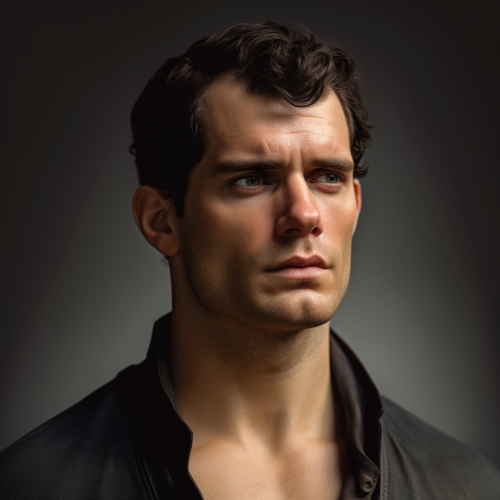 Hyperrealistic side face of Henry Cavill