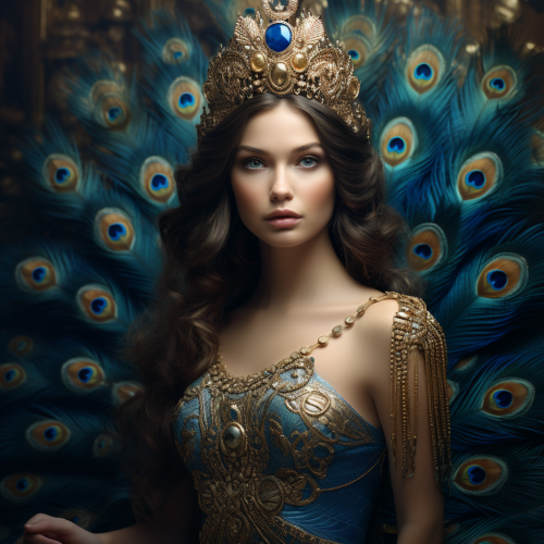 Beautiful Hera Goddess with Peacock