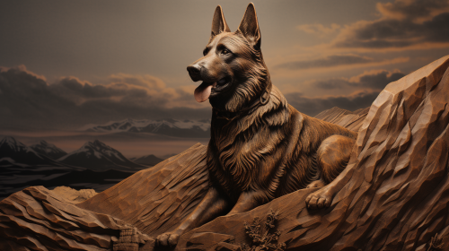 Heroic German Shepherd Dog on Hill