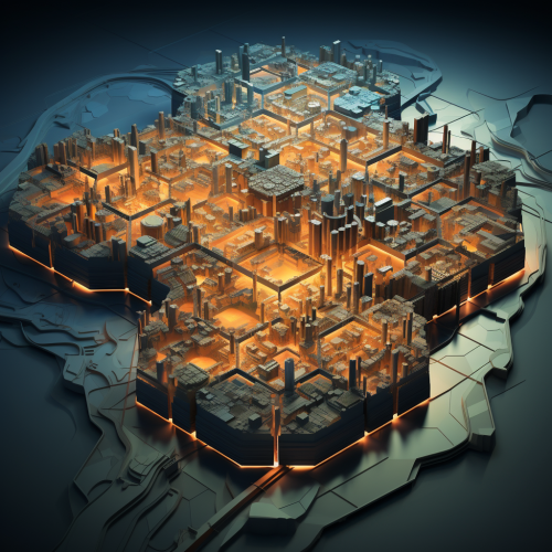 City map in hexagon shape