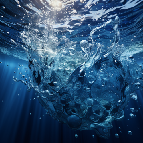 Boat wake in clear blue ocean