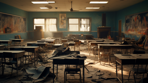 Dark High School Classroom Scene Dark High School Classroom Scene
