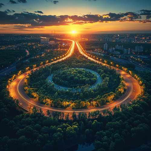 Highway road eye dusk view