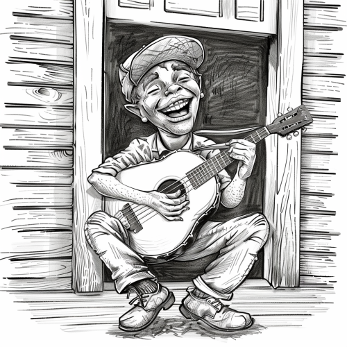 Young hillbilly with banjo sketch