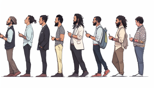 Group of Hispanic Guatemalan rockers checking their phones happily Group of Hispanic Guatemalan rockers checking their phones happily