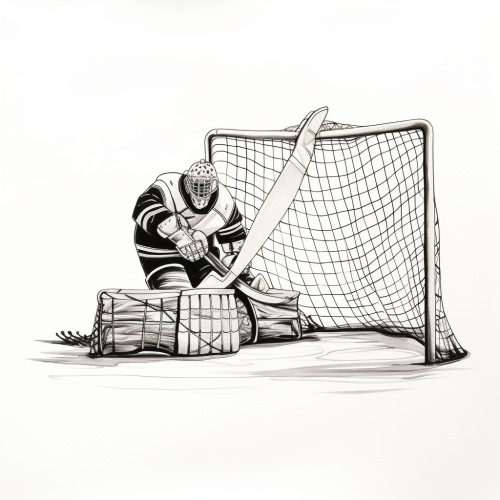Hockey goalie protecting the net