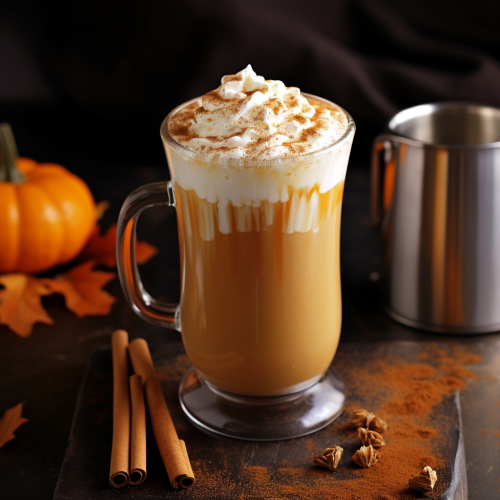 Homemade pumpkin spice latte in a mug Homemade pumpkin spice latte in a mug