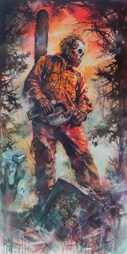 80s horror movie poster painting by Drew Struzan