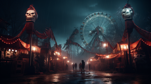 Carnival with horrifying and creepy atmosphere
