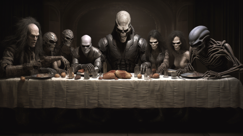 Midjourney Prompt - Horror Film Characters Last Supper